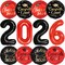 Graduation Party Balloons – Class of 2026 Black, Red & Gold 12PCS Foil Balloon Set with 40" 2026 Number Balloons & 18" Congrats Grad Mylar Balloons for Graduation Decorations